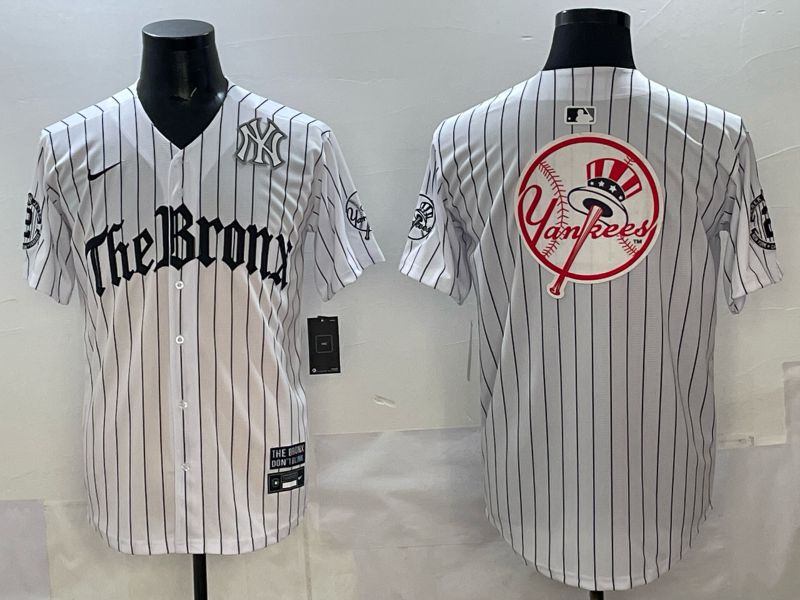 Men 2025 New York Yankees Blank White Stripe Five generations Joint Name Nike MLB Jersey style 023